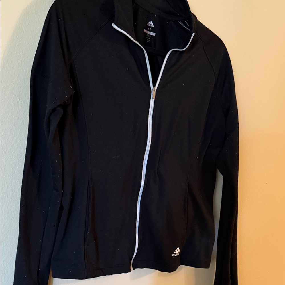 Adidas Women's Black Bomber Jacket with White Trim